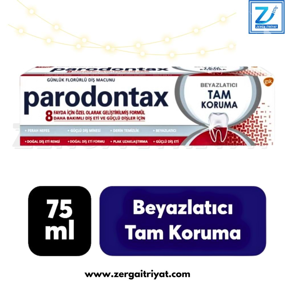 PARODONTAX BEYAZLATICI TAM KORUMA DİŞ MACUNU 8 FAYDA 75 ML