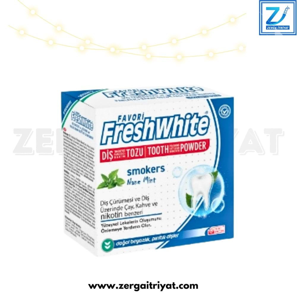 FRESHWHİTE DİŞ TOZU PARLATICI VE BEYAZLATICI NANE AROMALI 50 GR