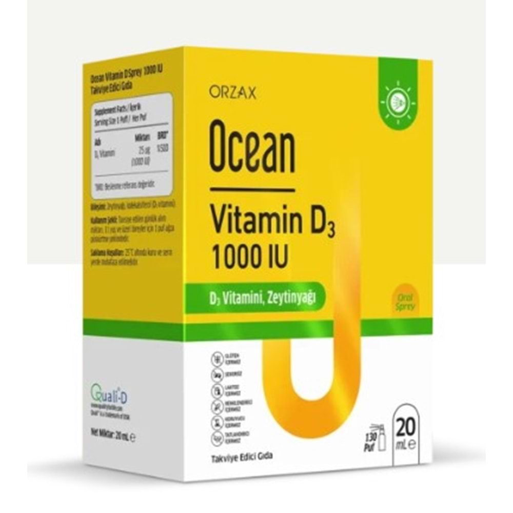 OCEAN VİTAMİN D3 1000 IU 20 ML SPREY
