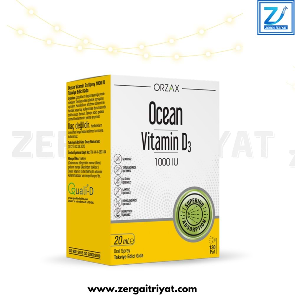 OCEAN VİTAMİN D3 1000 IU 20 ML SPREY