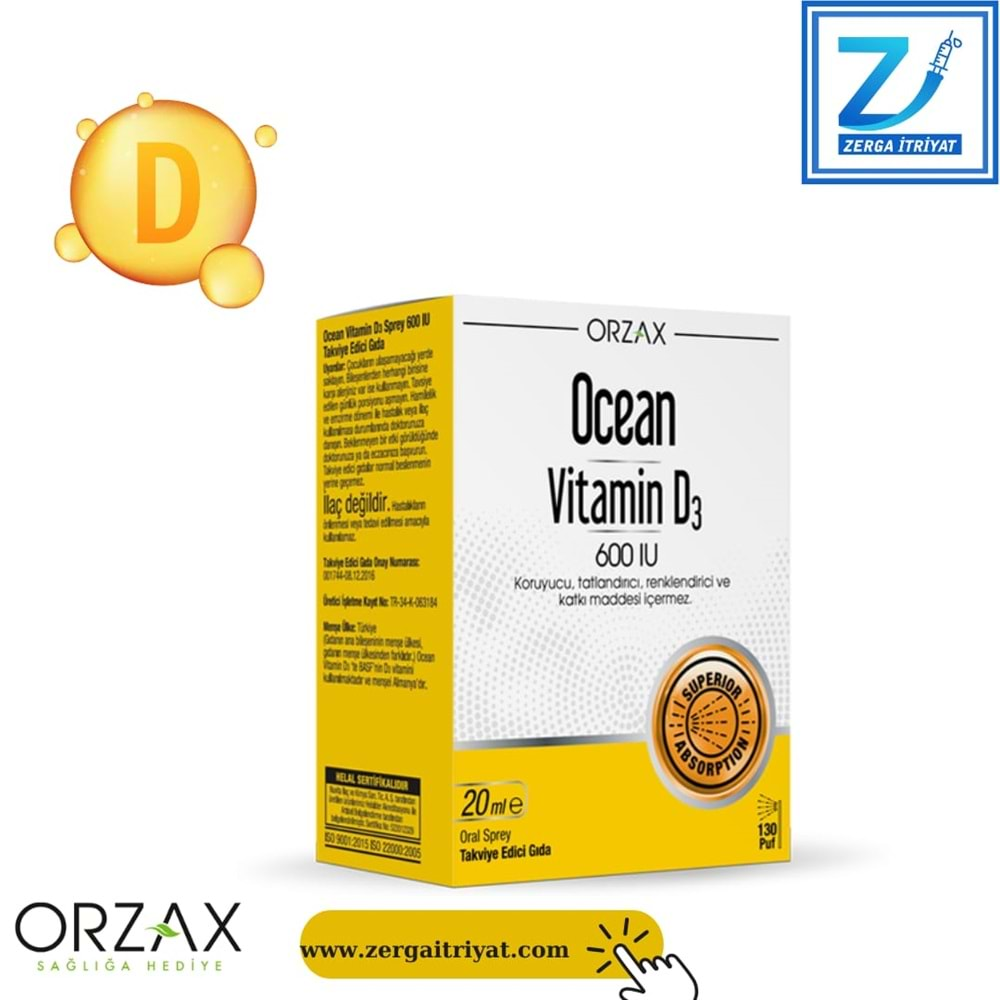 OCEAN VİTAMİN D3 600 IU 20 ML SPREY