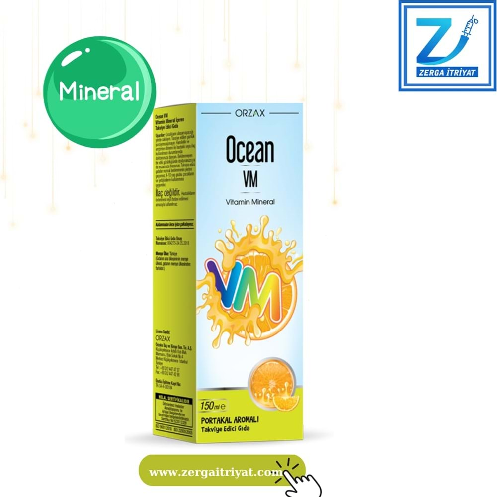 OCEAN VM ŞURUP 150 ML VİTAMİN MİNERAL PORTAKAL AROMALI