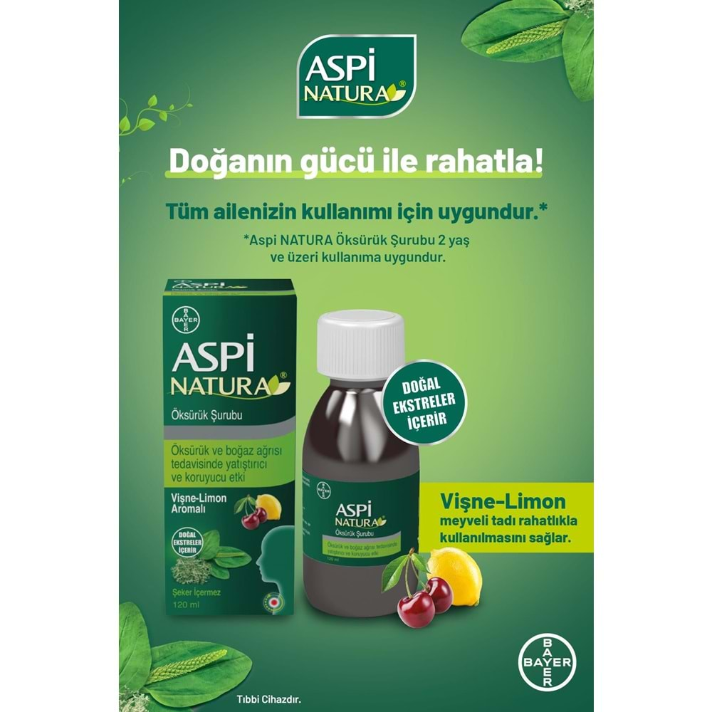 ASPİNATURA ÖKSÜRÜK ŞURUBU VİŞNE-LİMON 120 ML ( YETİŞKİN )