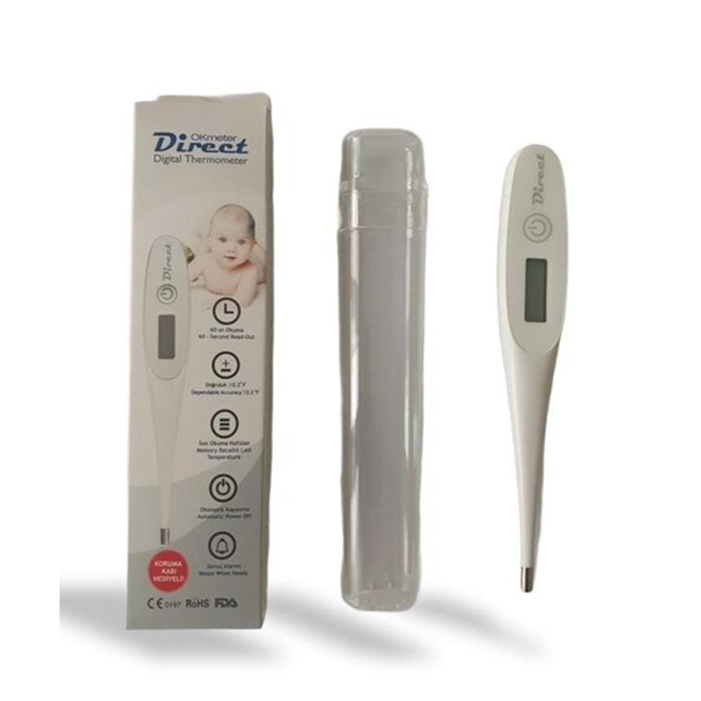 OKMETER DİRECT DİGİTAL ATEŞ ÖLÇER KORUMA KABI HEDİYELİ BEDEN DERECELİ