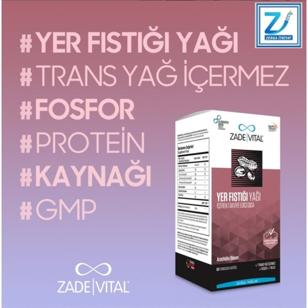 ZADE VİTAL YER FISTIĞI YAĞI 800 MG 60 KAPSÜL