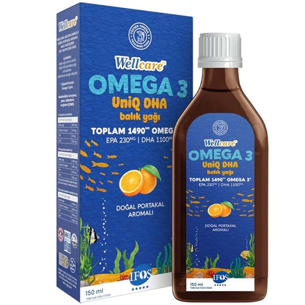 WELLCARE OMEGA 3 DOĞAL PORTAKAL AROMALI BALIK YAĞI 150 ML