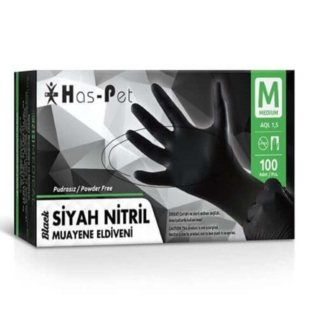 HASPET NİTRİL SİYAH PUDRASIZ ELDİVEN MEDİUM 100 LÜ