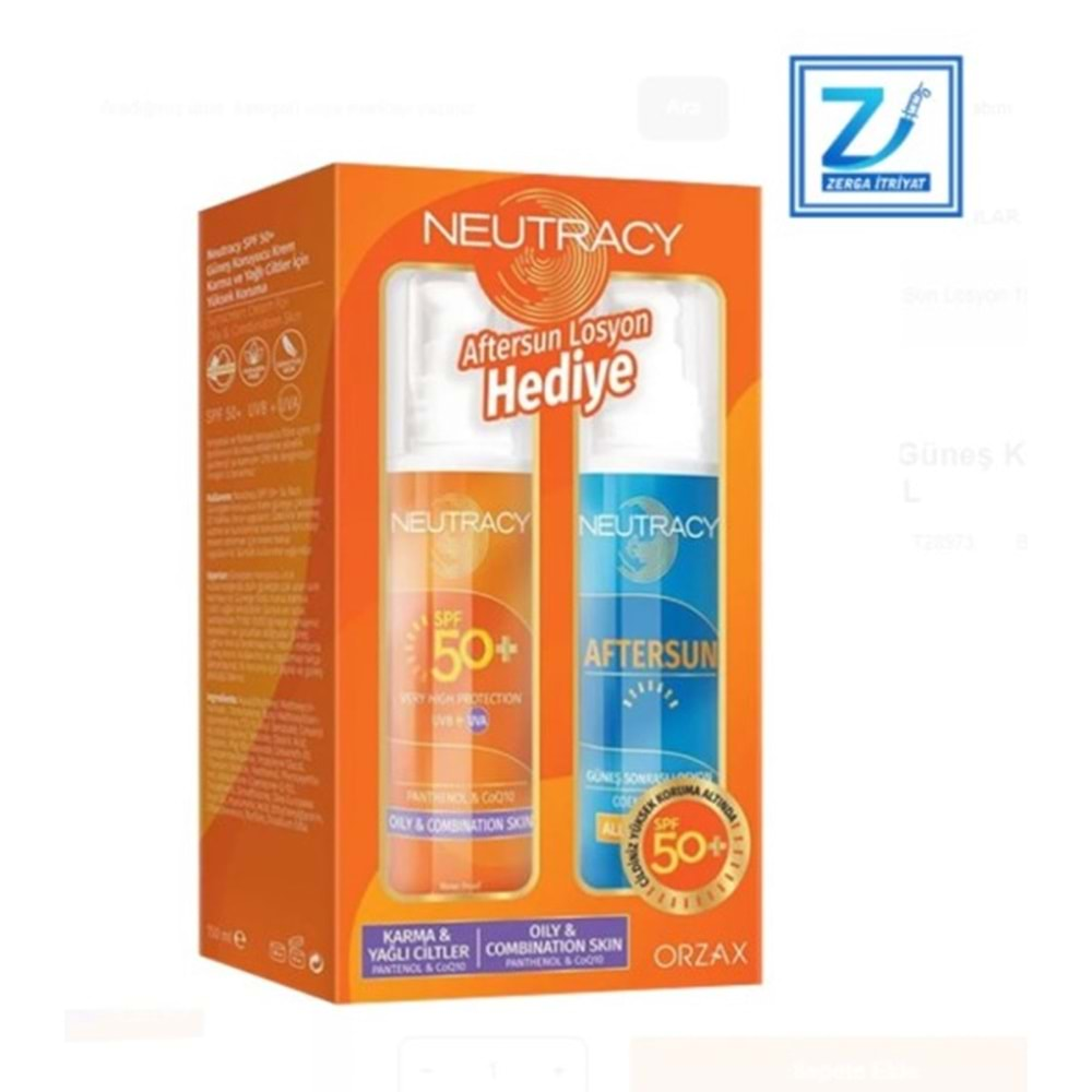 OCEAN NEUTRACY GÜNEŞ KREMİ SPF 50 + GÜNEŞ SONRASI LOSYON HEDİYELİ 150 ML KARMA&YAĞLI CİLTLER İÇİN