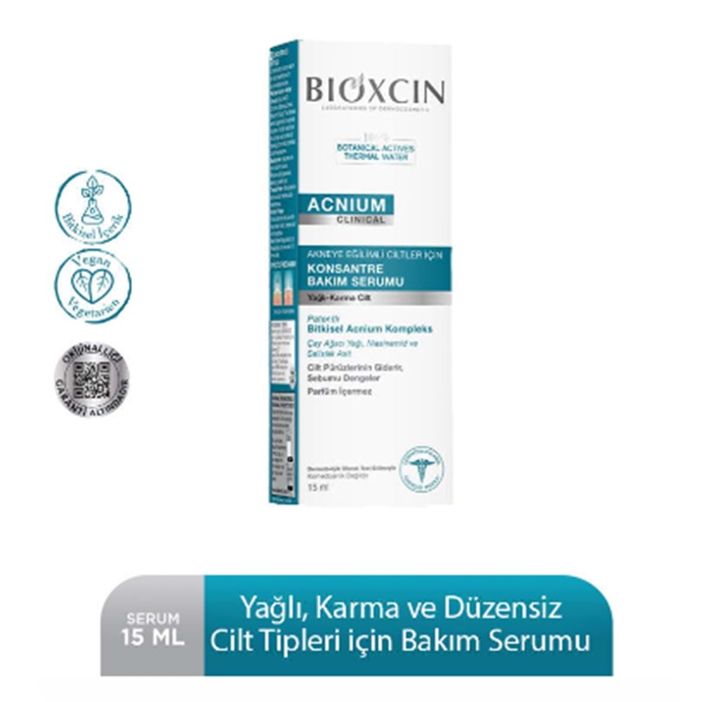 BİOXCİN ACNIUM KONSANTRE BAKIM SERUMU 15 ML ( KARMA & YAĞLI CİLT ) ( AKNEYE EĞİMLİ CİLTLER İÇİN )