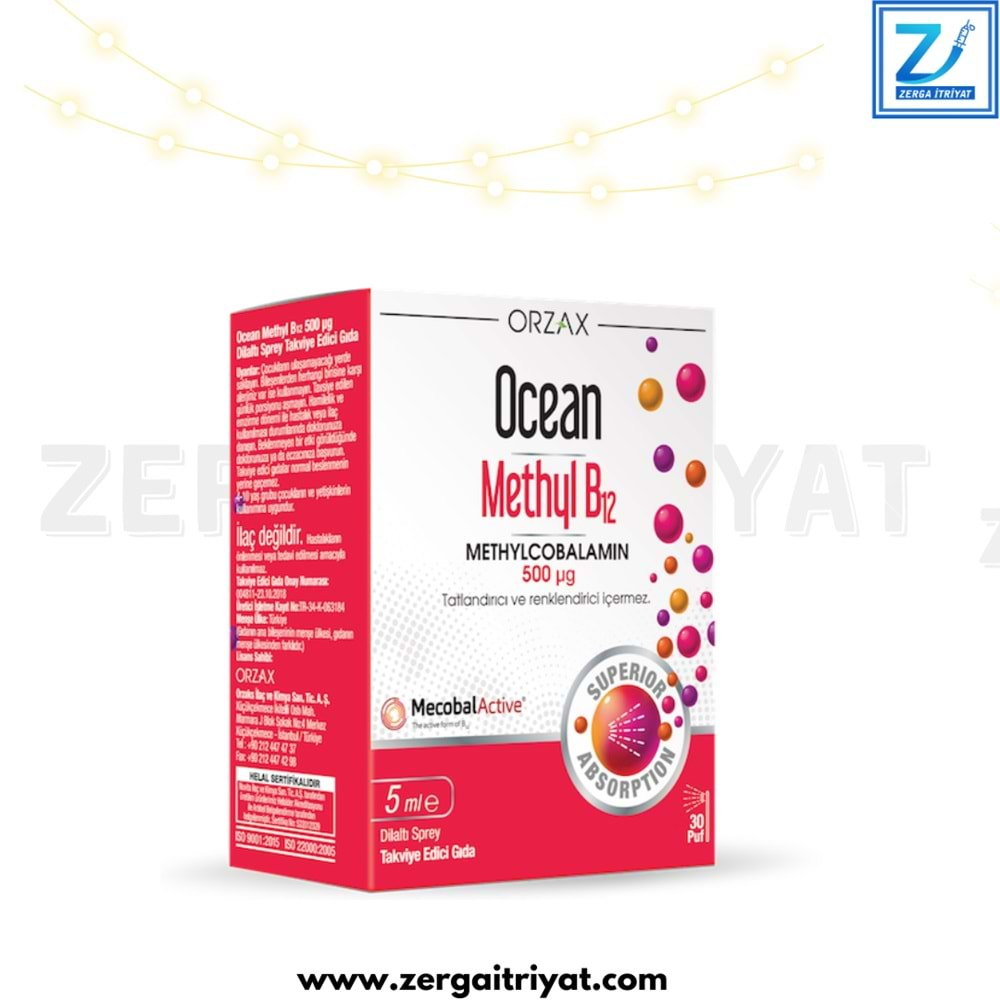 OCEAN METHYL B12 500 MCG 5 ML DİLALTI SPREY 30 PUF