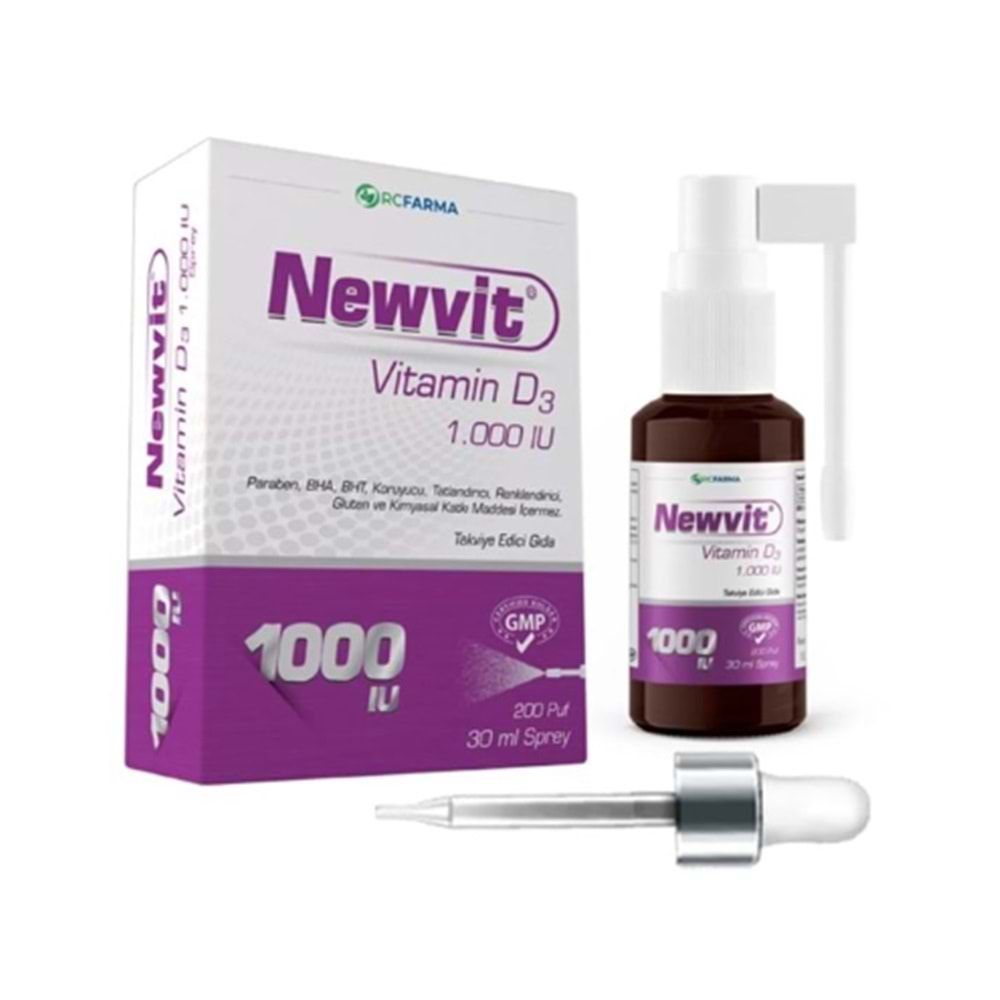 NEWVİT VİTAMİN D3 1.000 IU SPREY 30 ML DAMLALIKLI