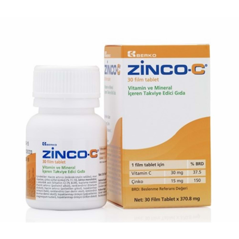 ZİNCO-C 15 MG 30 TABLET VİTAMİN & MİNERAL