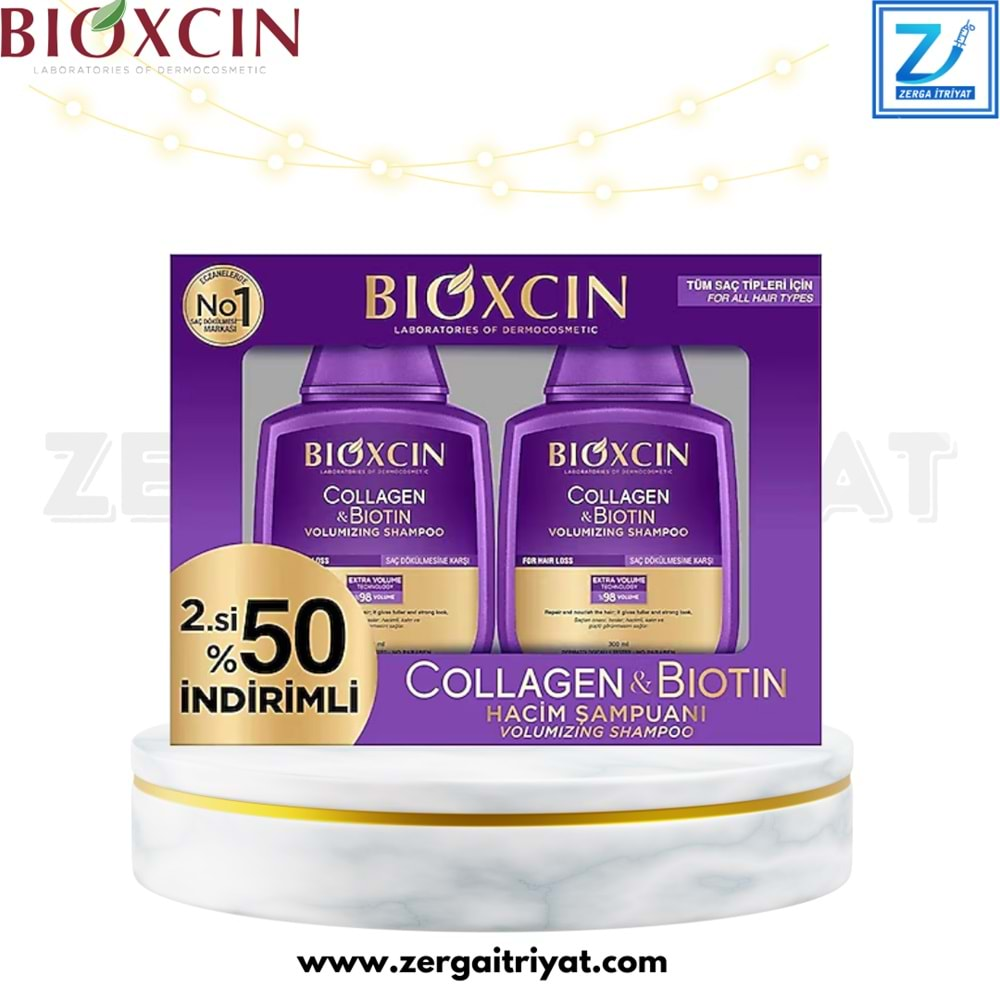 BİOXCİN COLLAGEN & BİOTİN HACİM ŞAMPUANI 300 ML 2. % 50 İNDİRİMLİ 2 Lİ PAKET