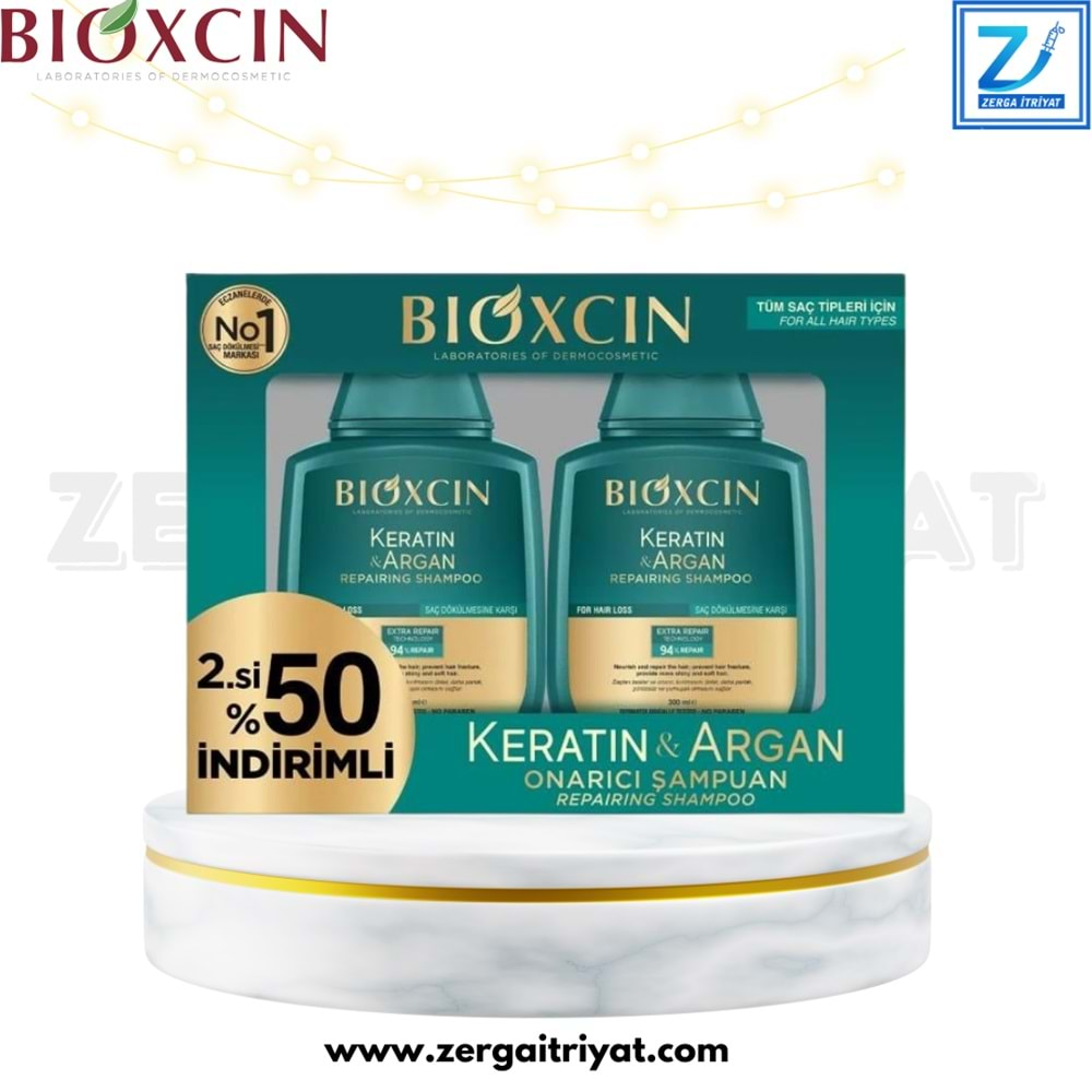 BİOXCİN KERATİN & ARGAN ONARICI ŞAMPUAN 300 ML 2. % 50 İNDİRİMLİ 2 Lİ PAKET