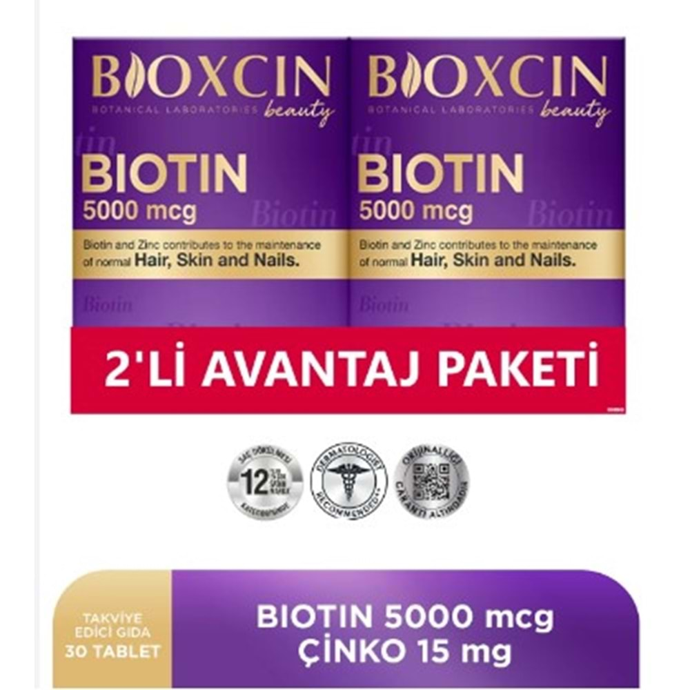 BİOXCİN BİOTİN 5000 MCG 30 TABLET 2 Lİ ( 1 ALANA 1 BEDAVA )