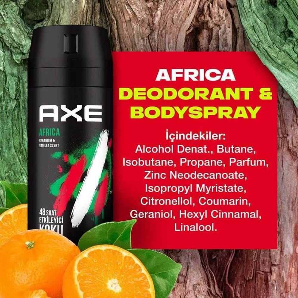 AXE SPREY DEODORANT AFRİCA 150 ML ( BAY )