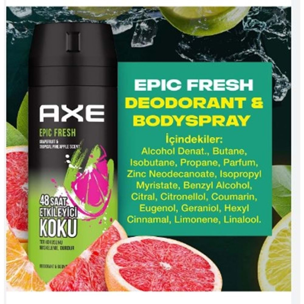 AXE SPREY DEODORANT EPİC FRESH 150 ML ( BAY )