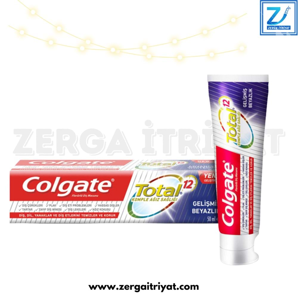 COLGATE DİŞ MACUNU TOTAL GELİŞMİŞ BEYAZLIK 50 ML