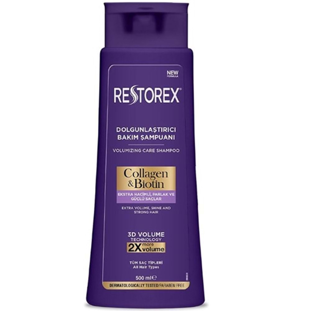 RESTOREX ŞAMPUAN 500 ML COLLAGEN & BİOTİN DOLGUNLAŞTIRICI TÜM SAÇLAR İÇİN