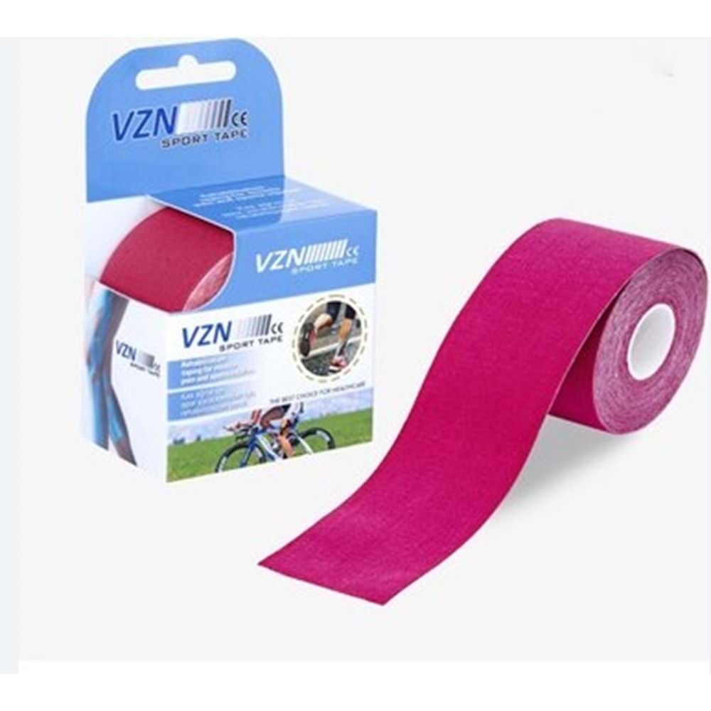 VZN KİNESİYOLOJİ BANDI 5 CM X 5 M AĞRI BANDI ( PEMBE )