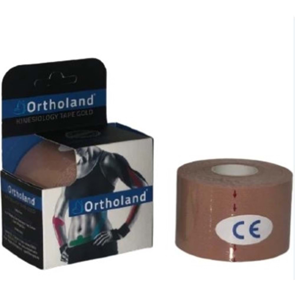 ORTHOLAND KİNESİO TAPE GOLD AĞRI BANDI 5 CM X 5 M - BEJ RENGİ