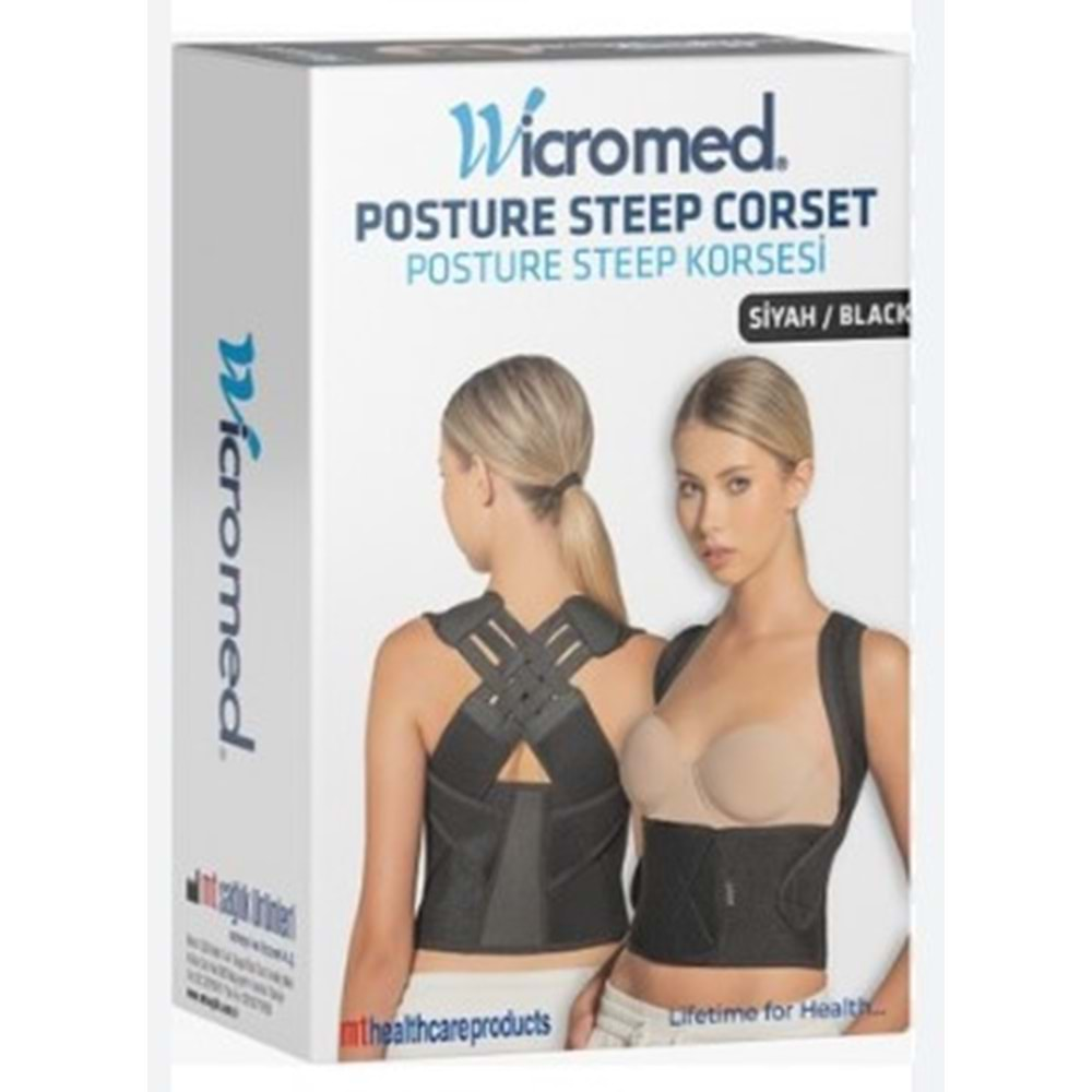 WİCROMED KORSE DİK DURUŞ POSTURE-STEEP SİYAH STANDART 1 (S-M)