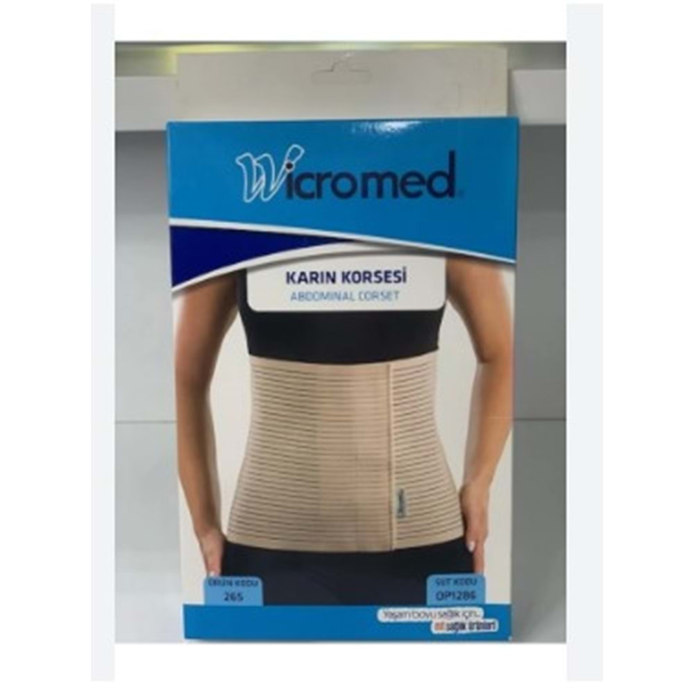 WİCROMED KORSE KARIN (ABDOMİNAL) 26CM SİYAH STANDART 1 -90CM XS/S/M/L