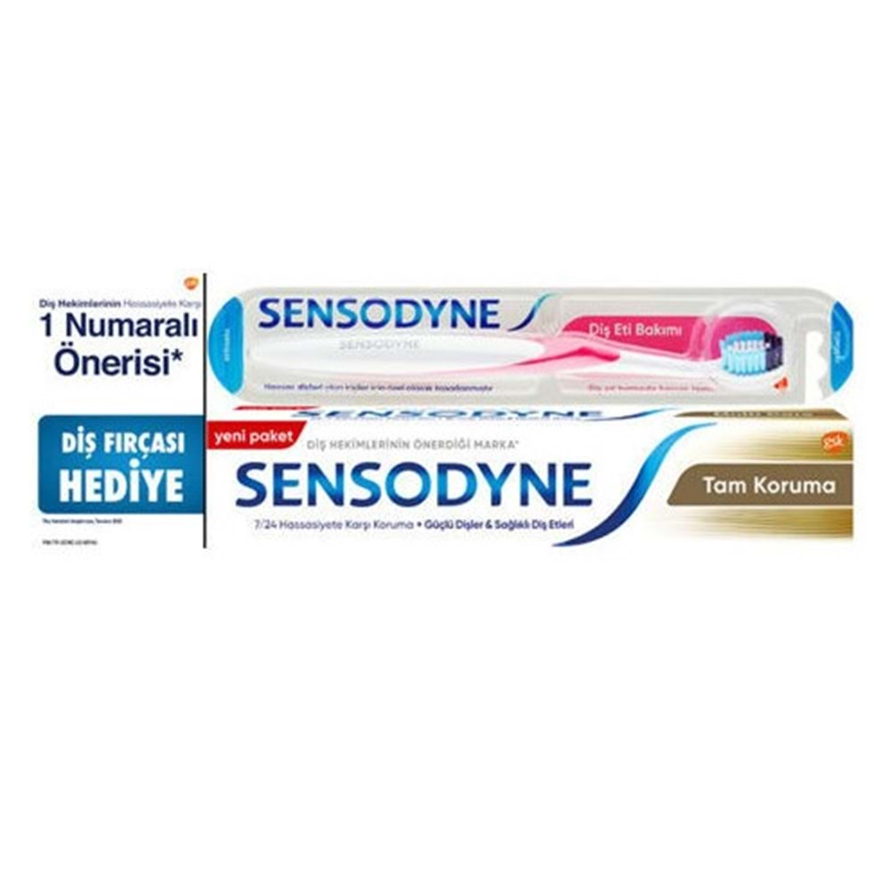 SENSODYNE DİŞ MACUNU TAM KORUMA 75 ML & SENSODYNE DİŞ FIRÇASI DİŞ ETİ BAKIMI KOFRE PAKET