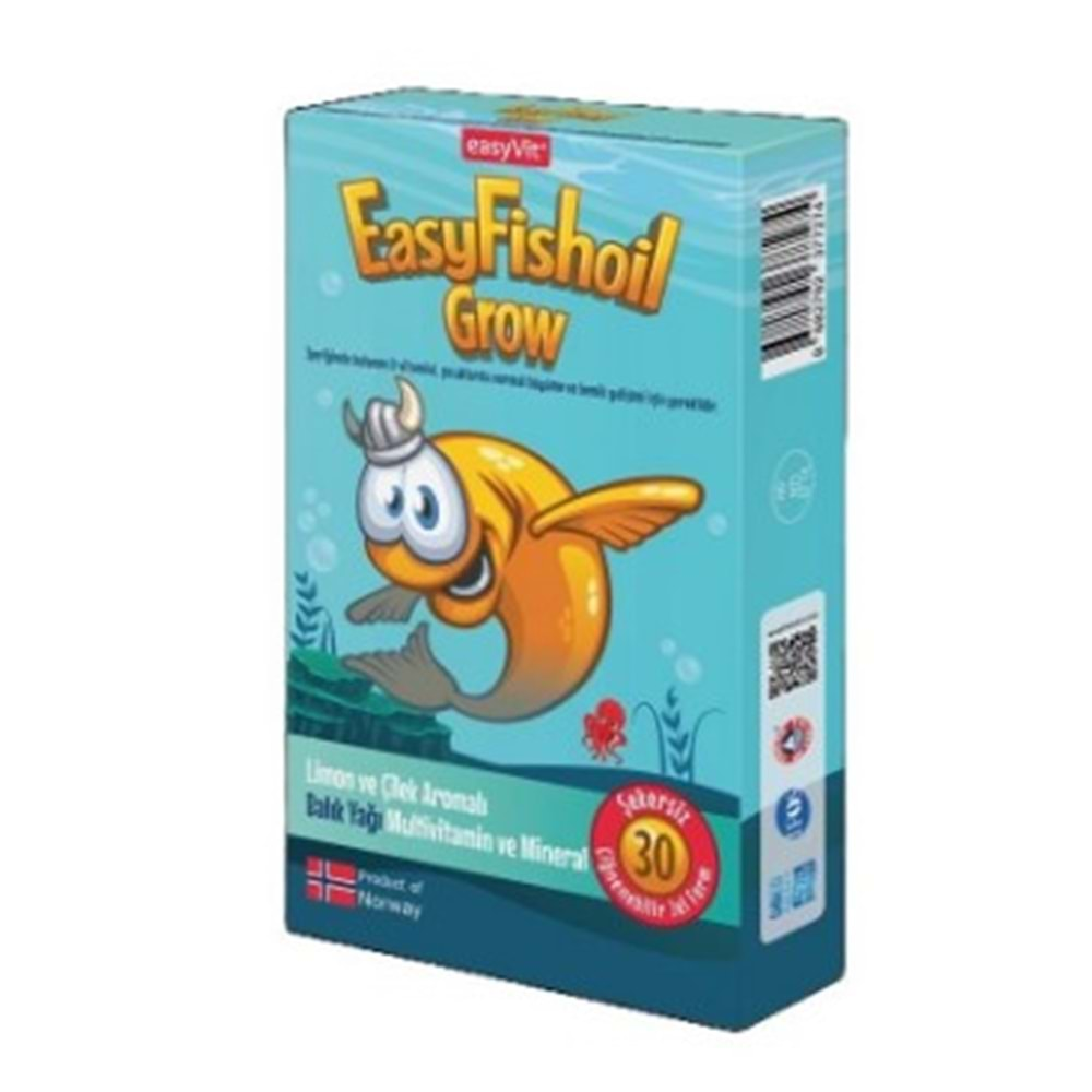 EASYFİSHOİL GROW 30 JEL TABLET LİMON VE ÇİLEK AROMALI BALIK YAĞI