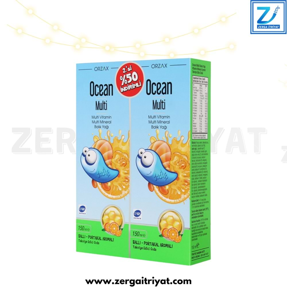 OCEAN MULTİ ŞURUP 150 ML ( 2. % 50 İNDİRİMLİ ) ( BALLI-PORTAKALLI ) KOFRE PAKET