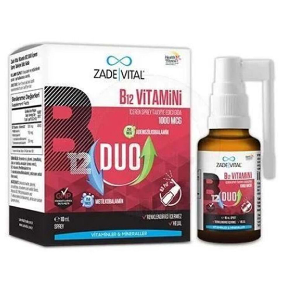 ZADE VİTAL B12 VİTAMİNİ DUO 1.000 MCG 10 ML SPREY