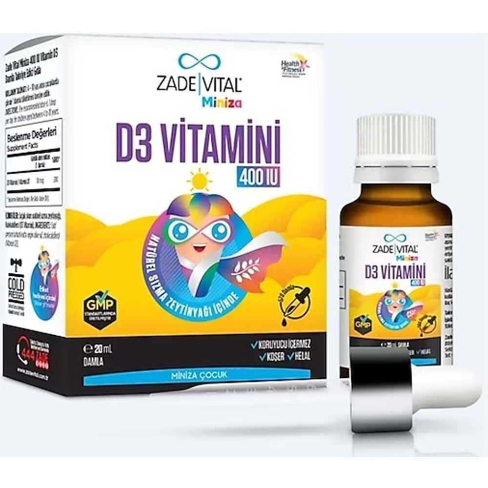 ZADE VİTAL MİNİZA D3 400 İU VİTAMİNİ 20 ML DAMLA