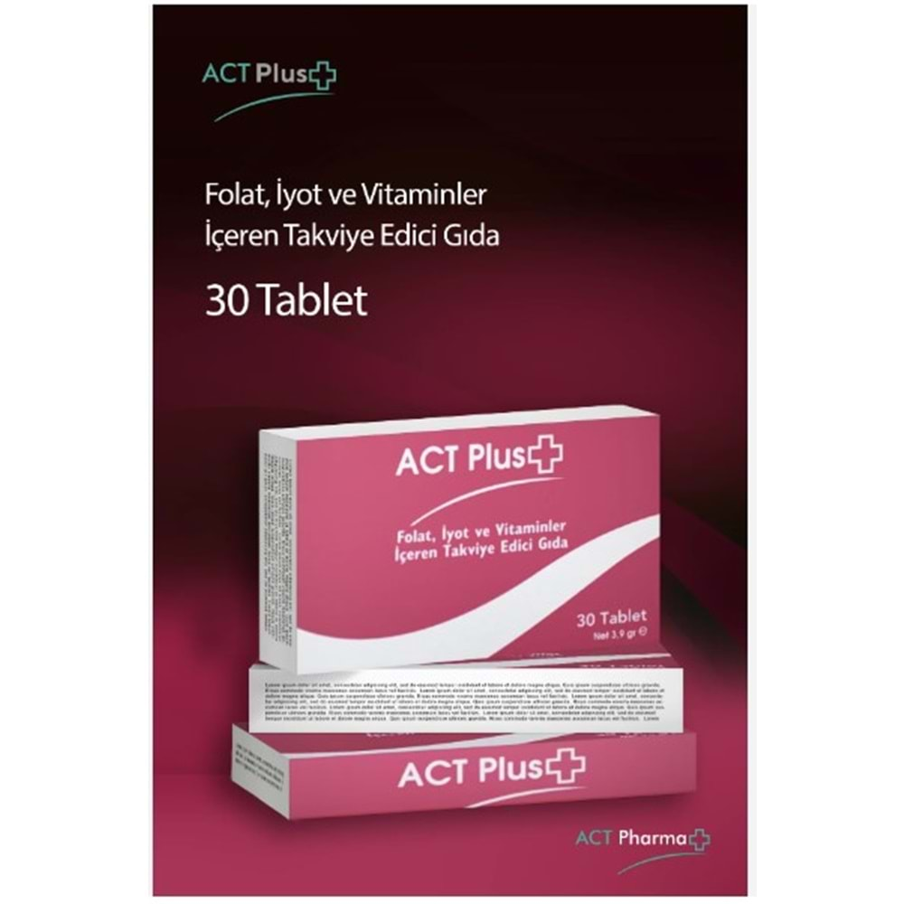 ACT PLUS FOLAT İYOT VE VİTAMİNLER İÇEREN TAKVİYE EDİCİ GIDA 30 TABLET