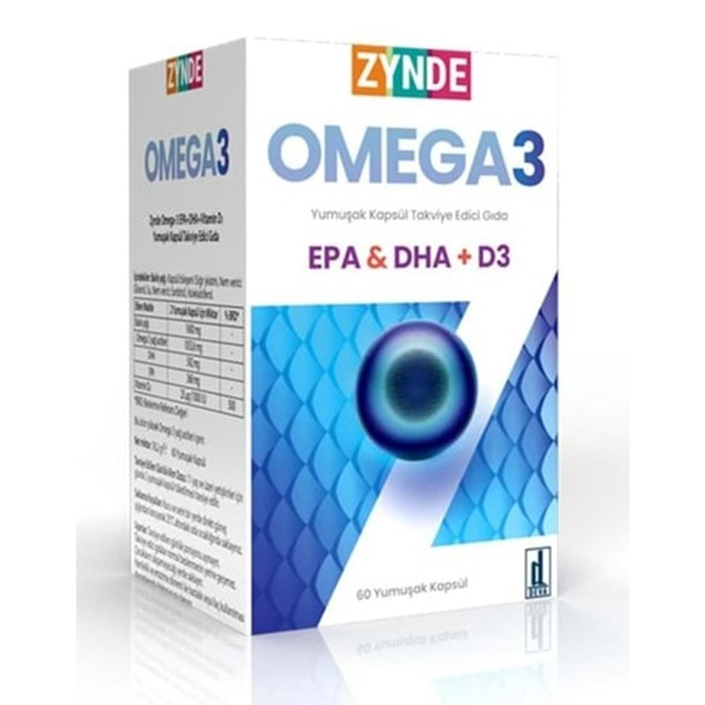 ZYNDE OMEGA 3 D3 60 YUMUŞAK KAPSÜL