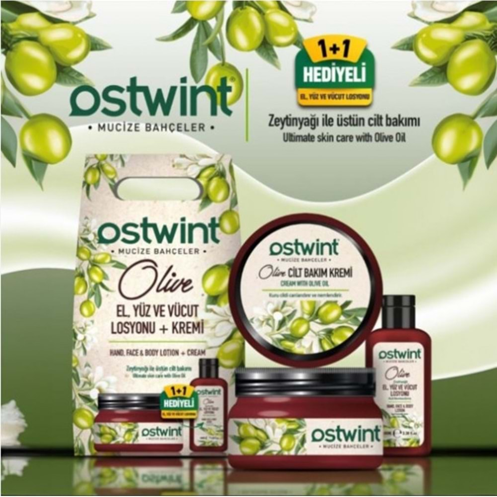 OSTWİNT MUCİZE BAHÇELER ZEYTİNYAĞI ÖZLÜ KREM 300 ML + LOSYON 100 ML SET