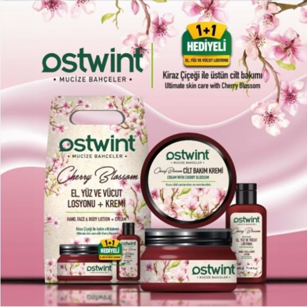 OSTWİNT MUCİZE BAHÇELER KİRAZ ÇİÇEĞİ ÖZLÜ KREM 300 ML + LOSYON 100 ML SET