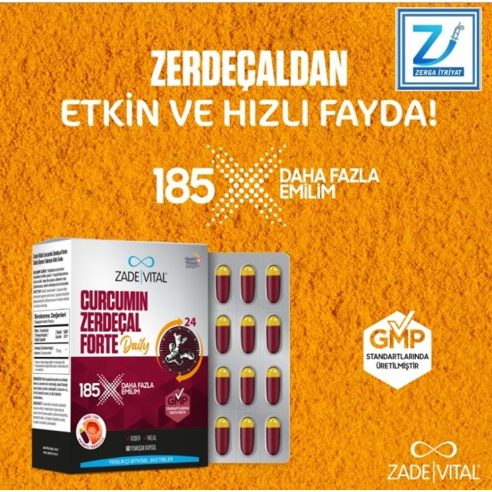 ZADE VİTAL CURCUMİN ZERDECAL FORTE DAİLY 60 KAPSÜL