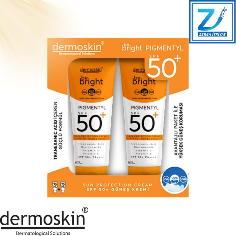 DERMOSKİN BE BRİGHT PİGMENTYL GÜNEŞ KREMİ SPF50+ 75 ML 2 Lİ KOFRE