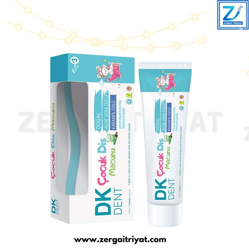 DK DENT ÇOCUK DİŞ MACUNU+FIRÇA 50 ML ALOE VERA+KARANFİL ÖZLÜ