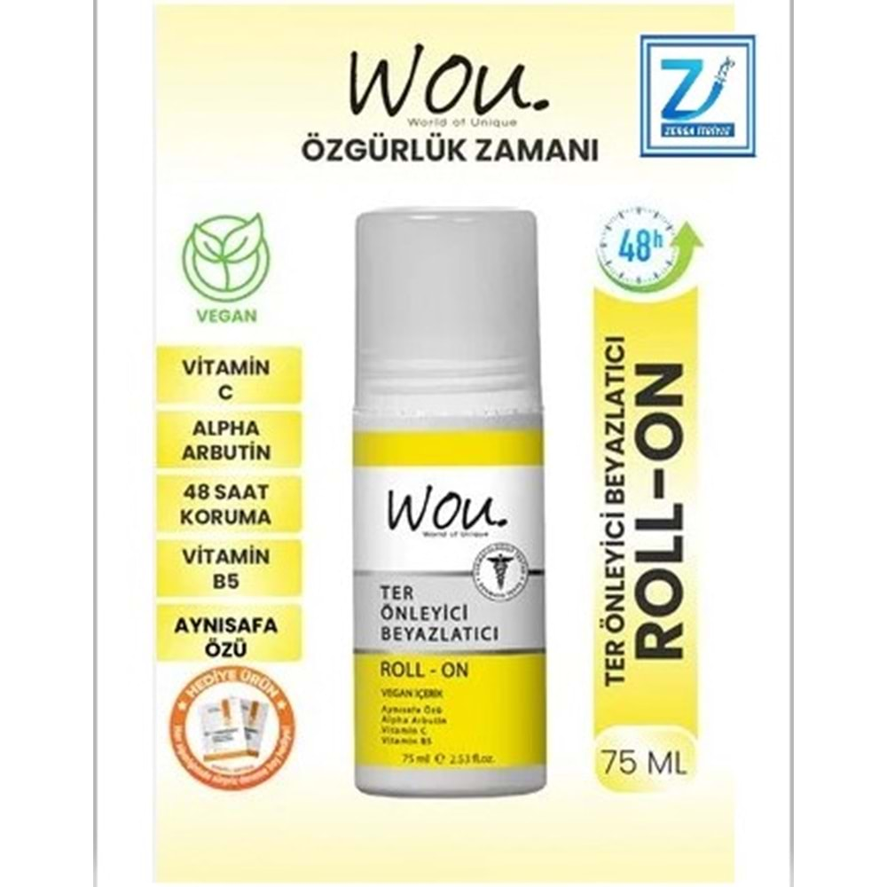 WOU TER ÖNLEYİCİ BEYAZLATICI ROLL-ON DEODORANT 75 ML