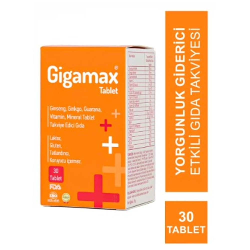 GİGAMAX 30 TABLET ( GİNSENG & GİNKO & GUARANA )