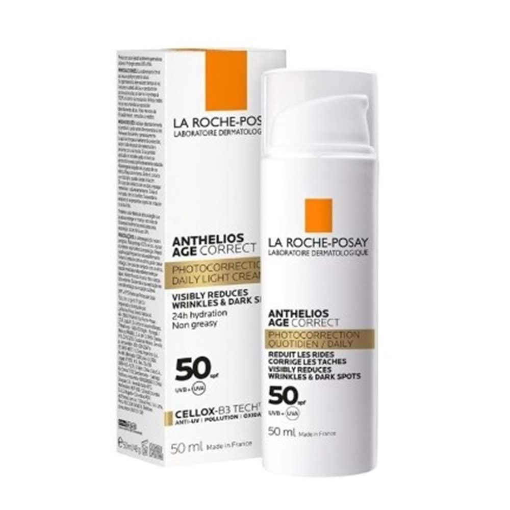 LA ROCHE POSAY ANTHELIOS AGE CORRECT DAİLY LİGHT SPF50+ CREAM 50 ML GÜNEŞ KREMİ ( KIRIŞIKLIK KARŞITI RENKLİ )