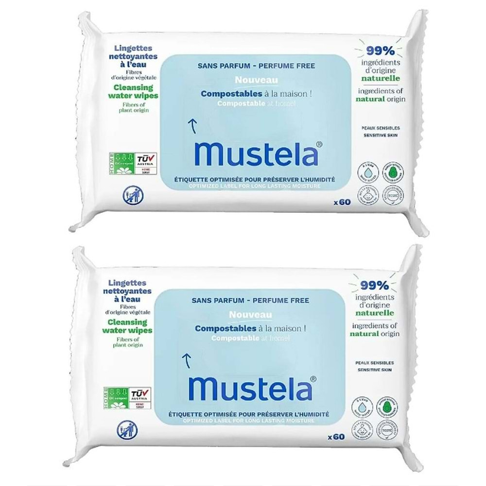 MUSTELA PARFÜMSÜZ KOMPOST ISLAK MENDİL 60 YAPRAK 2. Sİ HEDİYE