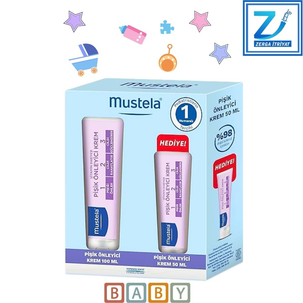 MUSTELA VİTAMİN BARRİER 1-2-3 PİŞİK ÖNLEYİCİ KREM 100 GR + 50 GR HEDİYELİ