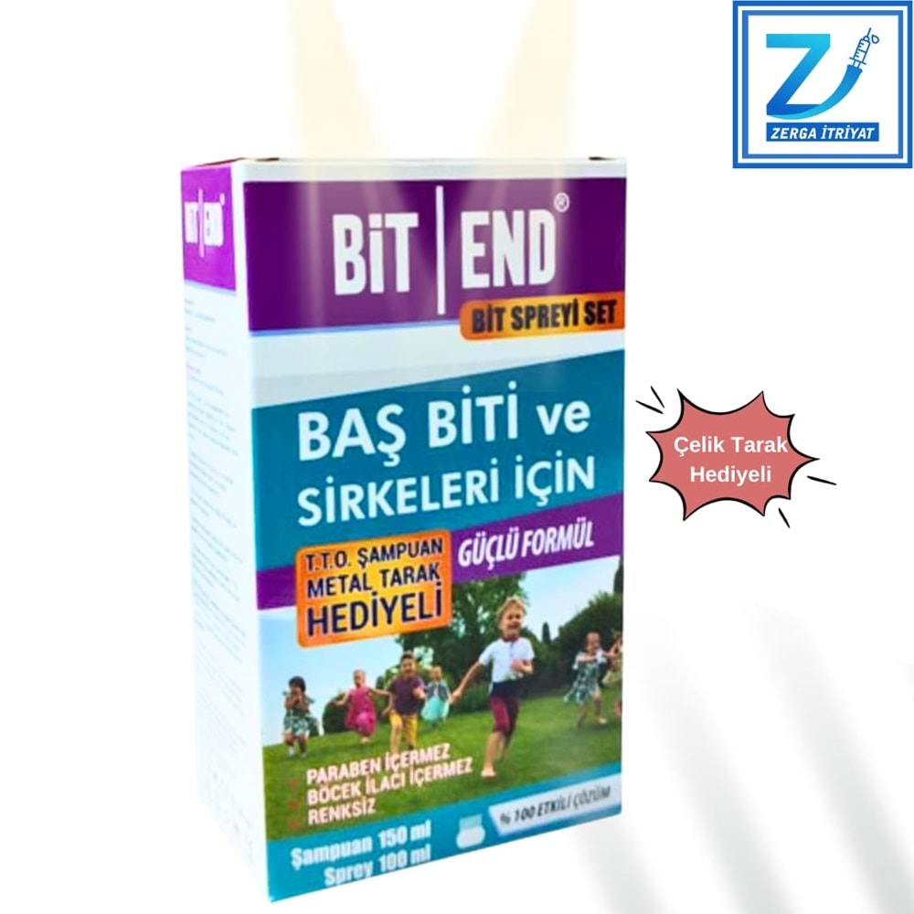 BİT END BİT SPREYİ 100 ML & 150 ML T.T.O BİT ŞAMPUANI HEDİYELİ ÇELİK TARAK HEDİYELİ