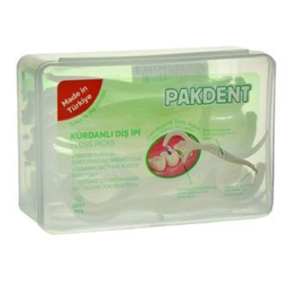 PAKDENT KÜRDANLI DİŞ İPİ 50 Lİ PAKET KARE KUTU