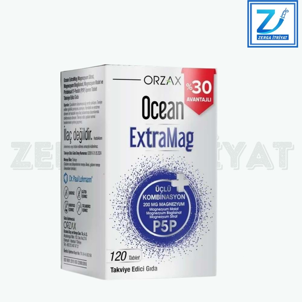 OCEAN EXTRAMAG MAGNEZYUM ÜÇLÜ KOMBİNASYON 120 TABLET