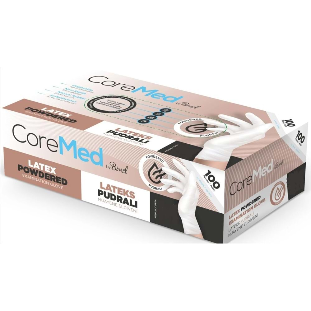 CORE MED LATEKS MUAYENE ELDİVENİ PUDRALI ( MEDİUM )