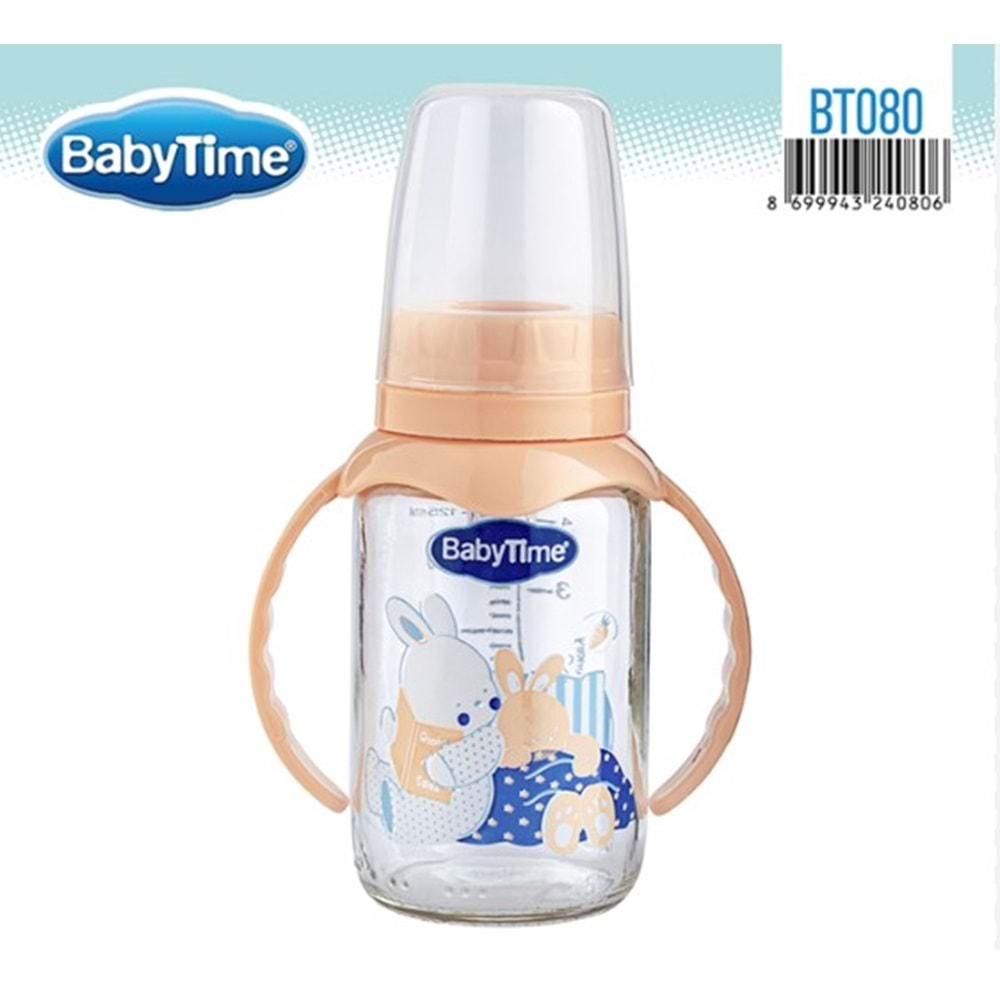 BABY TİME KİRAZ UCLU KULPLU CAM BİBERON 125 ML BT080