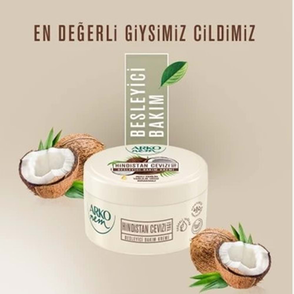 ARKO NEM DEĞERLİ YAĞLAR HİNDİSTAN CEVİZİ YAĞI 250 ML ( NEMLENDİRİCİ)EL VE VÜCUT KREMİ )